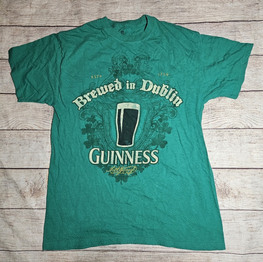 Guinness Brewed In Dublin beer green Clover St Patricks Day graphic tee shirt